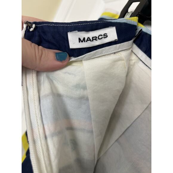 Marcs Tropical Resortwear Striped Cotton Knee Length Skirt Size 12 Coastal - Picture 4 of 7